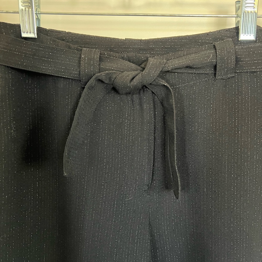 New York & Company Black Wide Leg Trousers with shimmering stripes